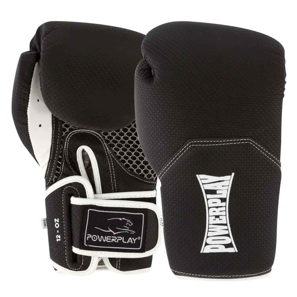 Боксерські рукавички PowerPlay 3011 12oz Black/White (PP_3011_12oz_Bl/White) - зображення 1