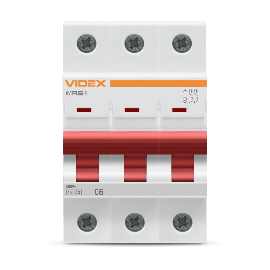 Автоматичний вимикач Videx RS4 RESIST 3п 6А С 4,5кА (VF-RS4-AV3C06) - изображение 2
