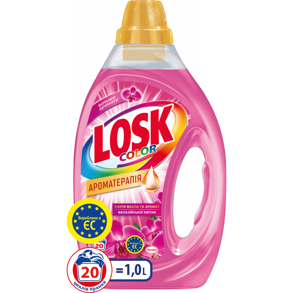 Гель для прання Losk Ароматерапія Ефірні олії та аромат Малазійської квітки 1 л (9000101319705/9000101517408) - зображення 2
