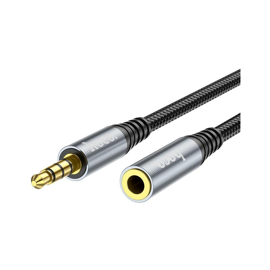Кабель мультимедійний 3.5mm M to 3.5mm F 1.0m Gray HOCO (6931474762153) - изображение 2