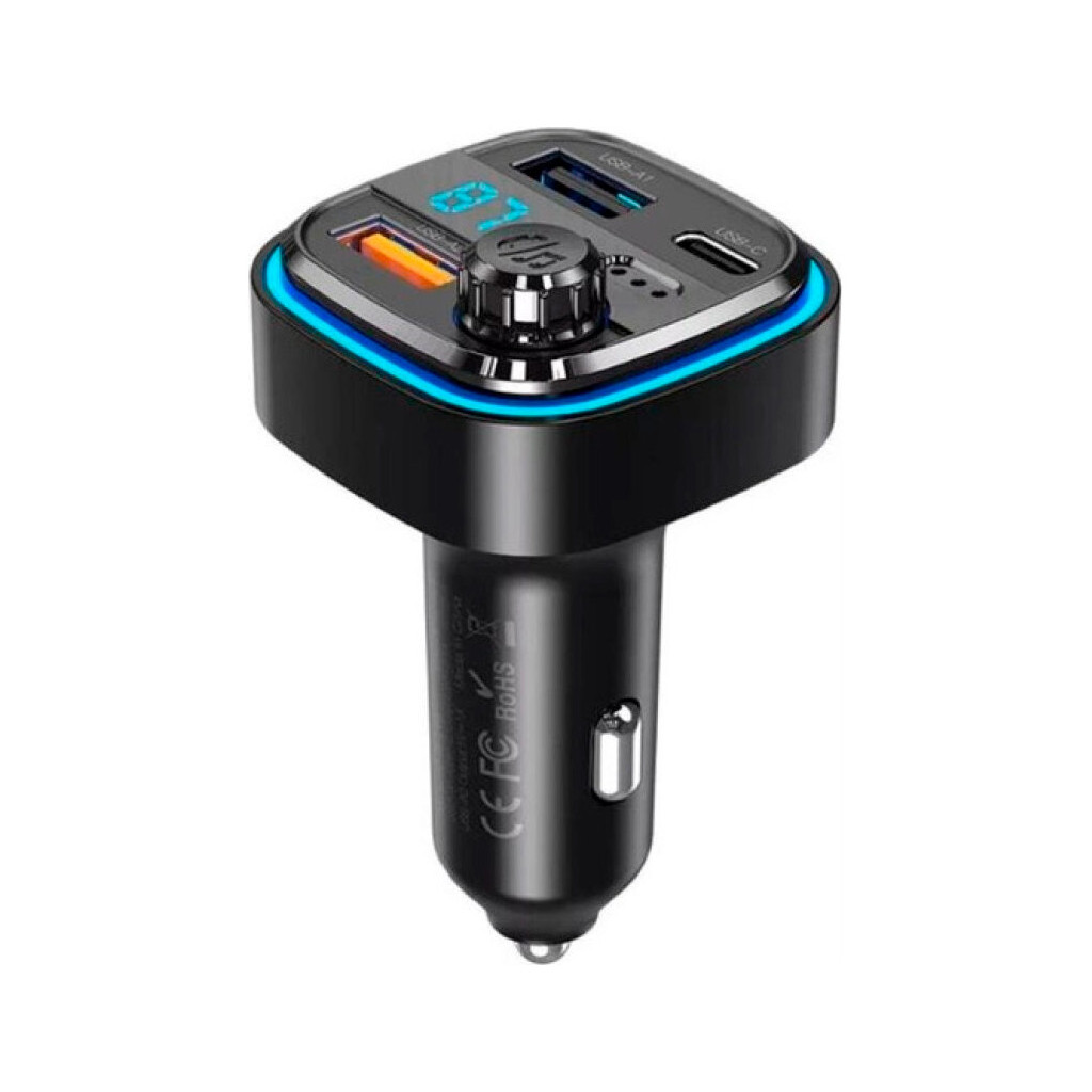 FM модулятор XO BCC08 автомобільний зарядний пристрій MP3/PD/2USB/3,1A Чорни (XO-BCC08) - изображение 1