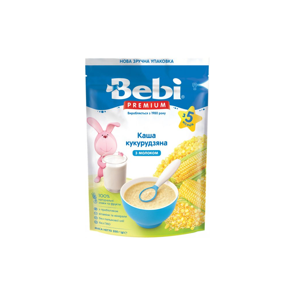 Дитяча каша Bebi Premium молочна каша Кукурудзяна +5 міс. 200 г (3838471028745) - зображення 1