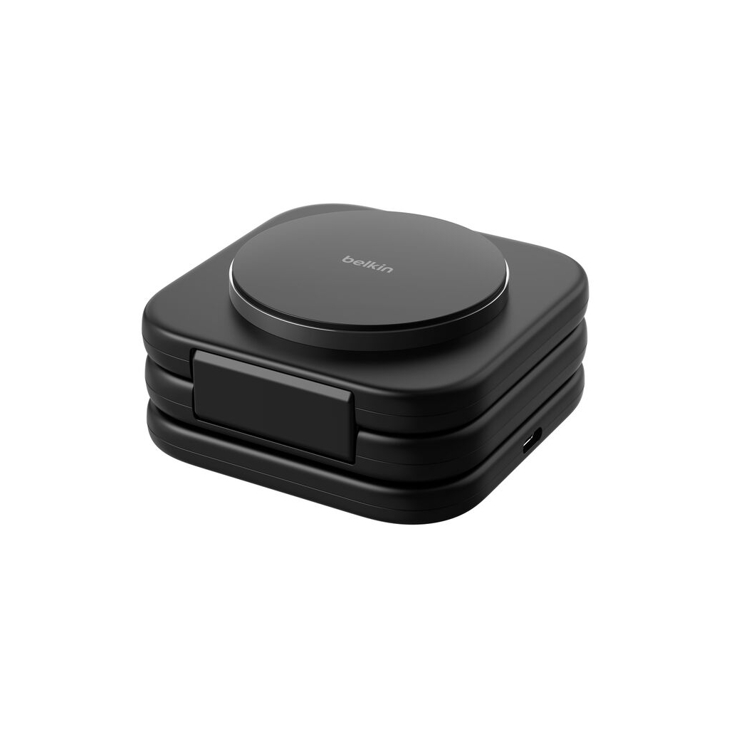 Зарядний пристрій Belkin 3in1 Travel Pad Wireless Qi2 15W Black (WIZ024HQBK) - зображення 5