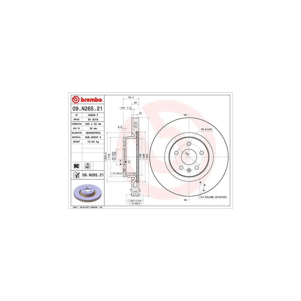 Гальмівний диск Brembo 09.N265.21 - зображення 1