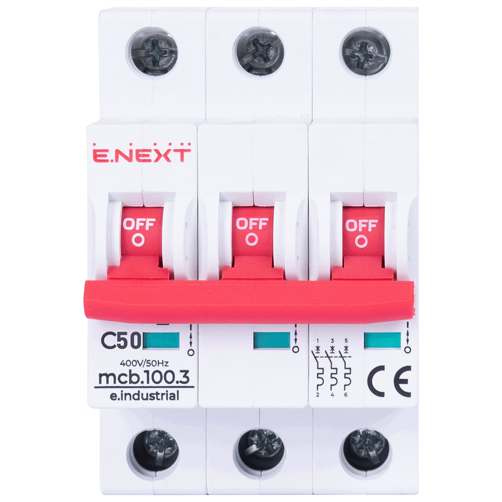 Автоматичний вимикач E.NEXT 3-п e.industrial.mcb. 50А C ( 10кА) (i0180026) - изображение 2