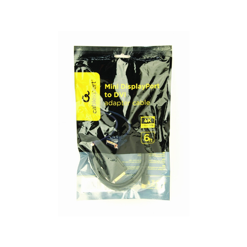 Кабель мультимедійний miniDisplayPort to DVI 1.8m Cablexpert (CC-mDPM-DVIM-6) - зображення 5