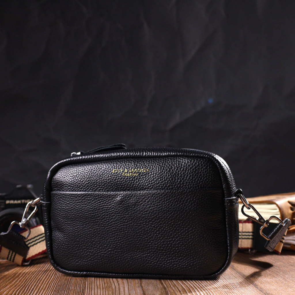 Сумка Vintage Жіноча на плече з натуральної шкіри Чорна (22123) - зображення 9