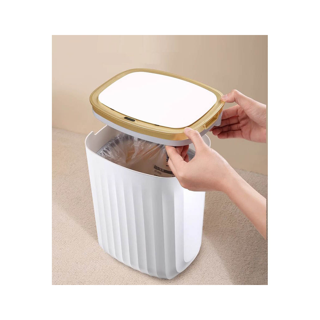 Контейнер для сміття JAH Nordic Сенсорний Білий із сірим 12 л (20258) - изображение 8