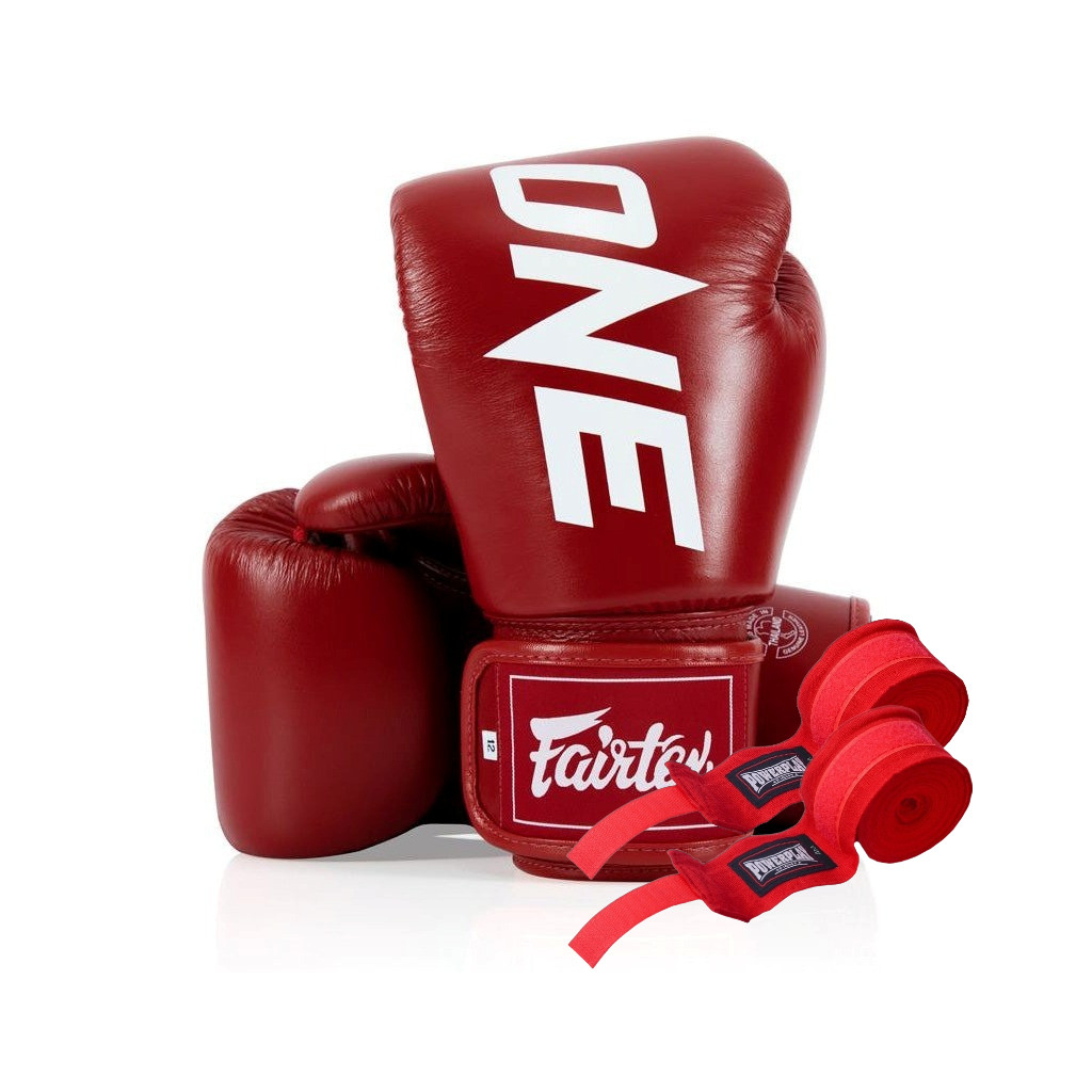Боксерські рукавички Fairtex BGV1-ONE (натуральна шкіра) Red 10 унцій (бинти в комплекті) (BGV1-ONE_10oz_Red) - зображення 1