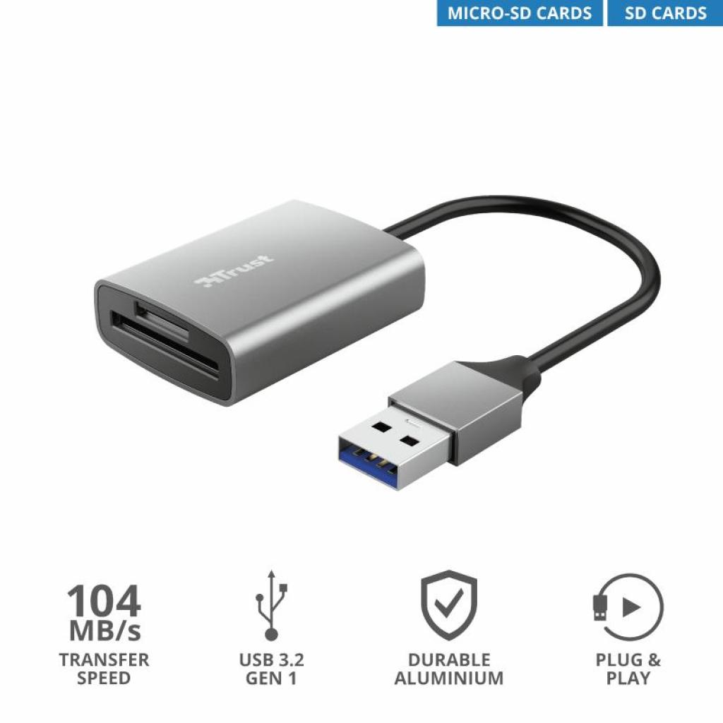 Зчитувач флеш-карт Trust DALYX FAST USB 3.2 ALUMINIUM (24135_TRUST) - изображение 9