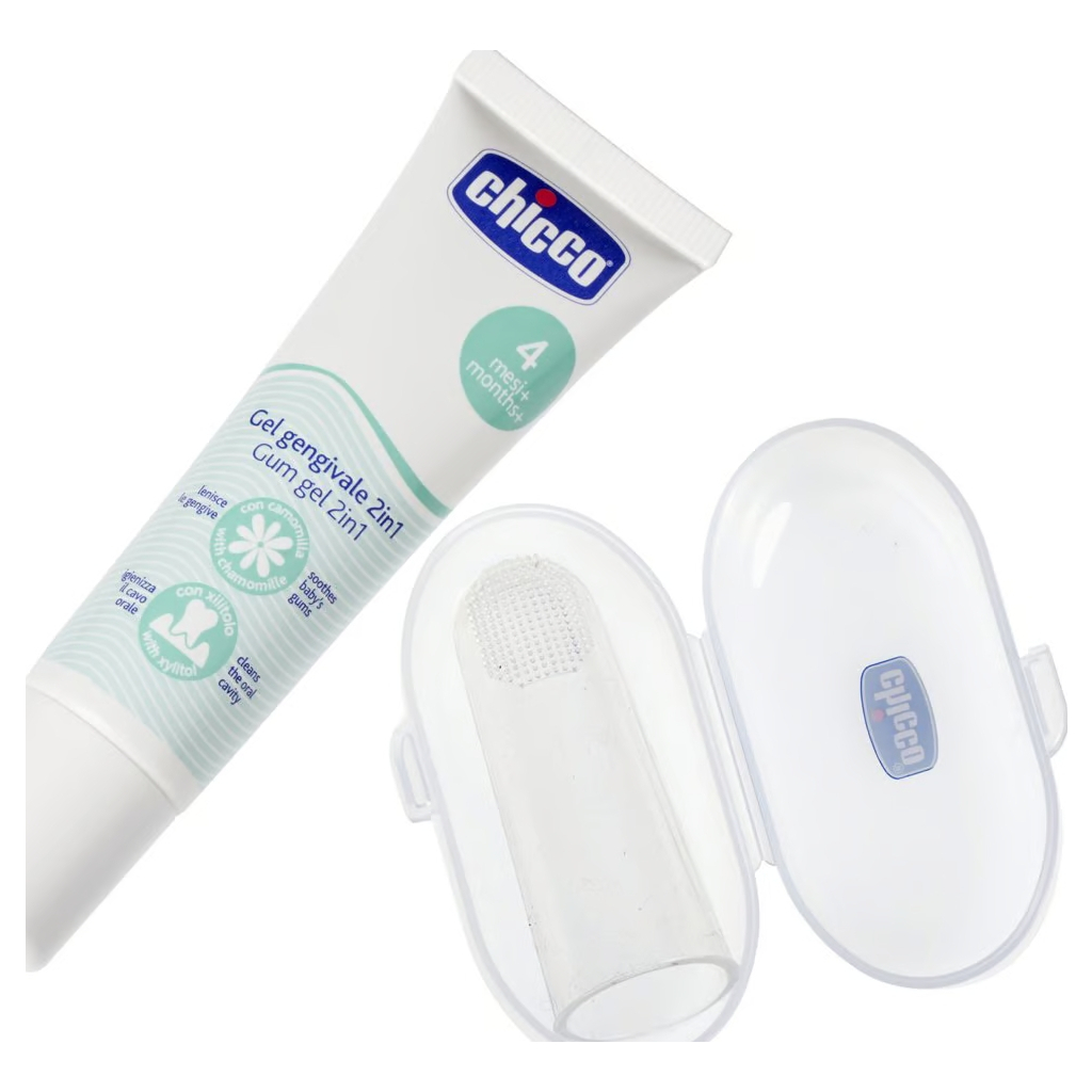 Дитяча зубна паста Chicco Набір: гель для ясен 2в1+ зубна щітка-масажер (11262.00) - изображение 2