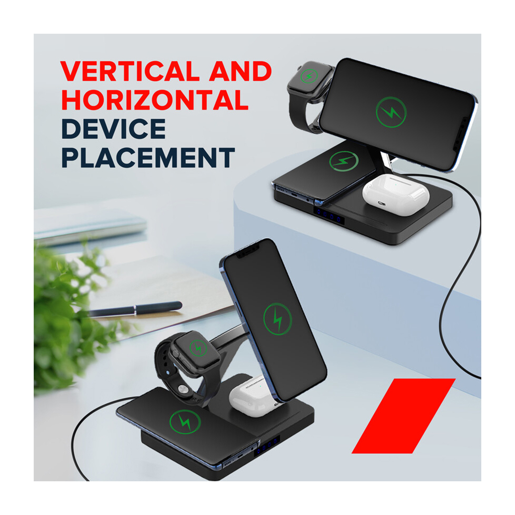 Зарядний пристрій Canyon wireless charger WS-404 15W 4in1 Black (CNS-WCS404) - зображення 7