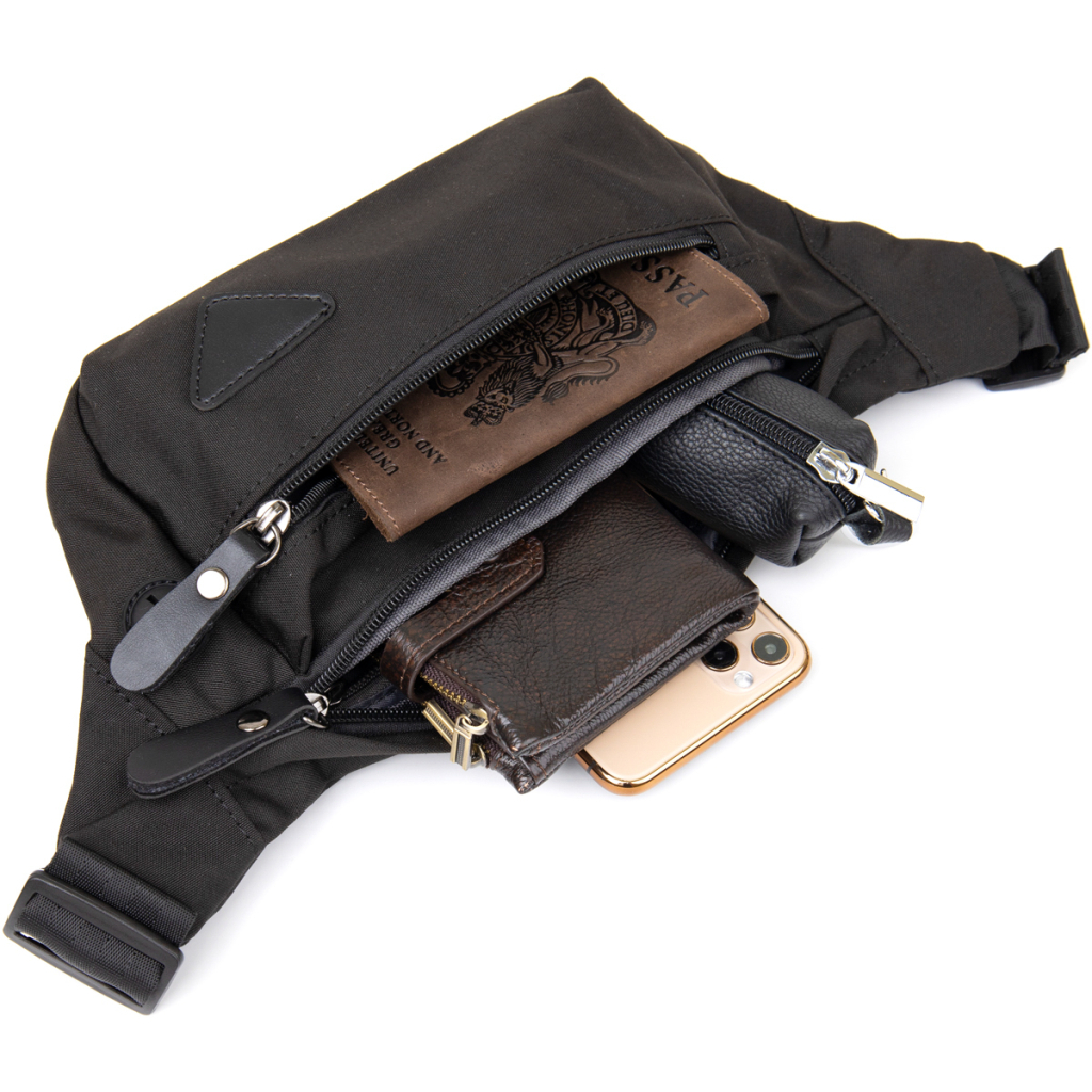 Сумка Vintage Бананка нейлон Чорна (20635) - зображення 7