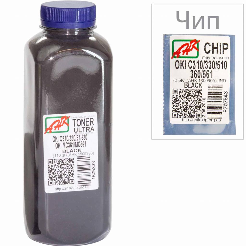 Тонер AHK OKI C310/330/510, 110г Black + chip (1505337) - зображення 1