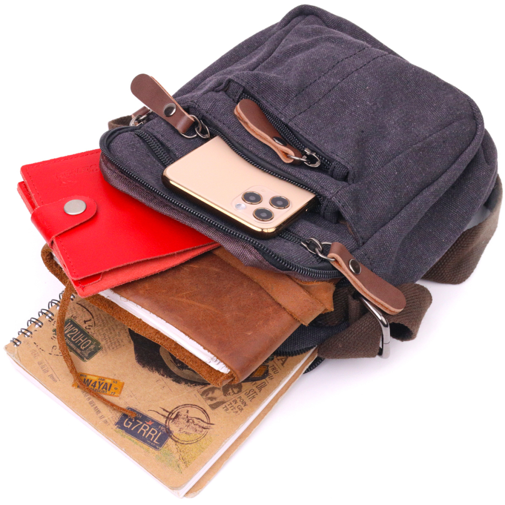 Сумка Vintage Чоловіча з щільного текстилю Чорна (21243) - зображення 8