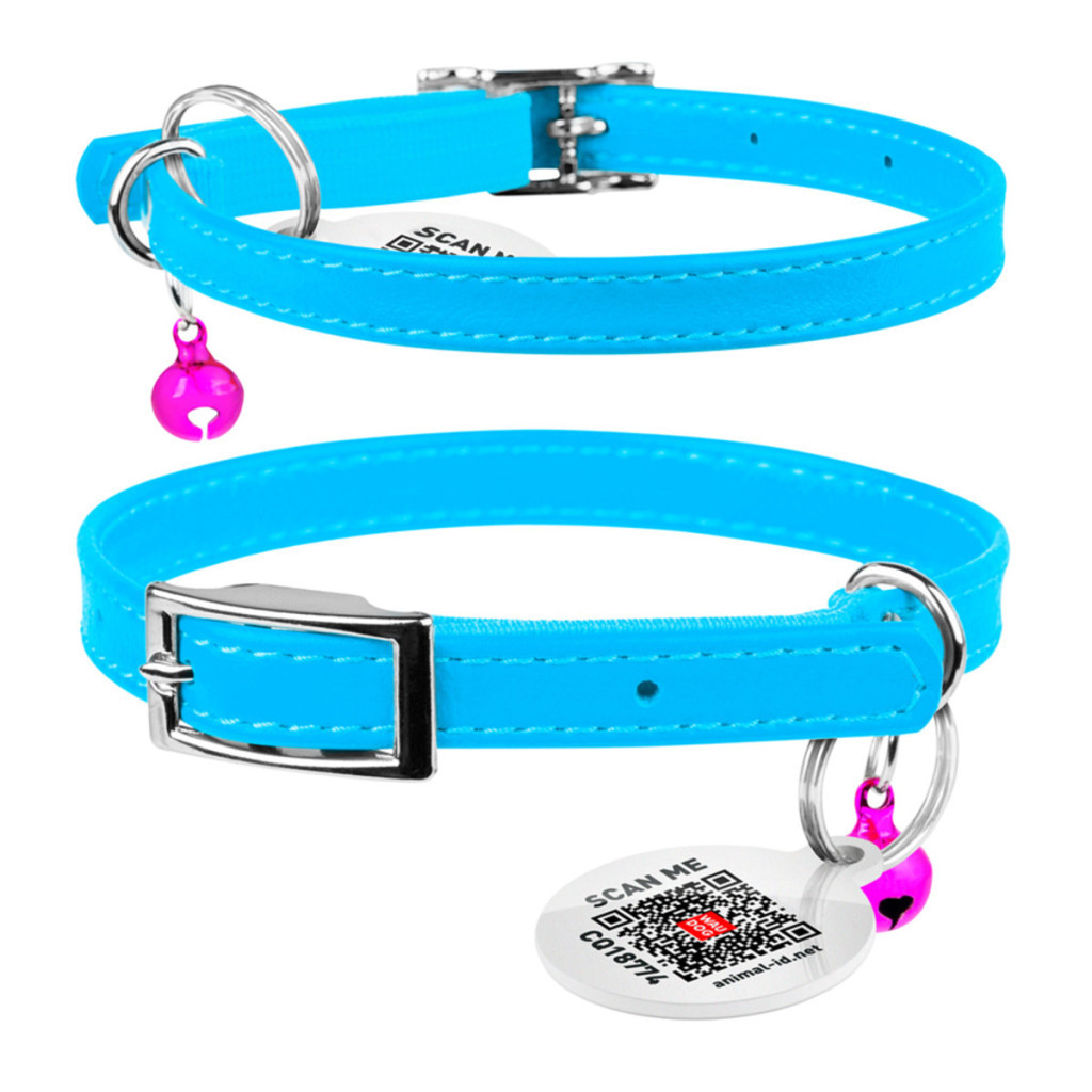 Нашийник для тварин WAUDOG Glamour з QR паспортом Д 17-20 см блакитний (32752) - зображення 4