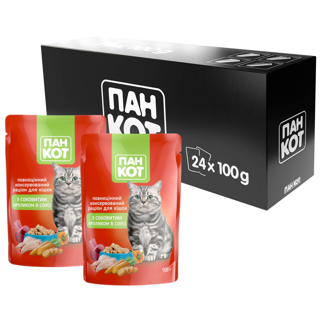 Вологий корм для кішок Пан Кот кролик у соусі 100 г (4820111141036) - зображення 3