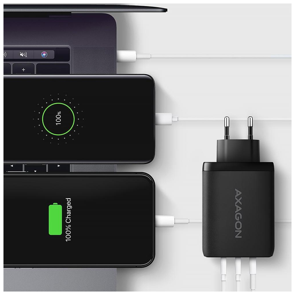 Зарядний пристрій AXAGON 1xUSB + 2xUSB-C 100W QC4+ PD3.0 PPS black (ACU-DPQ100) - зображення 7