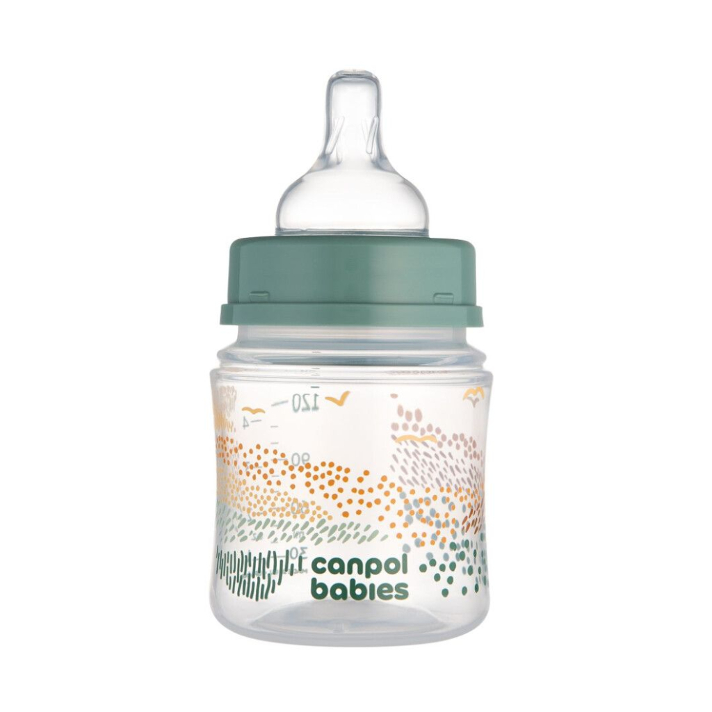 Пляшечка для годування Canpol babies Easystart MOUNTAINS антиколікова з широким отвором 120 мл зелена (35/242_gre) - зображення 2