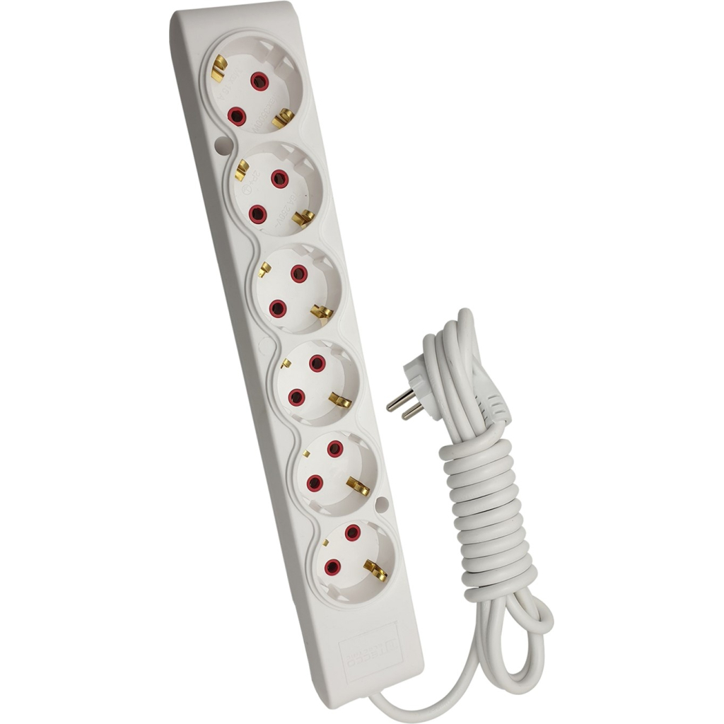 Мережевий подовжувач TECCO 3м 6 постів white (8681277842313) - зображення 1