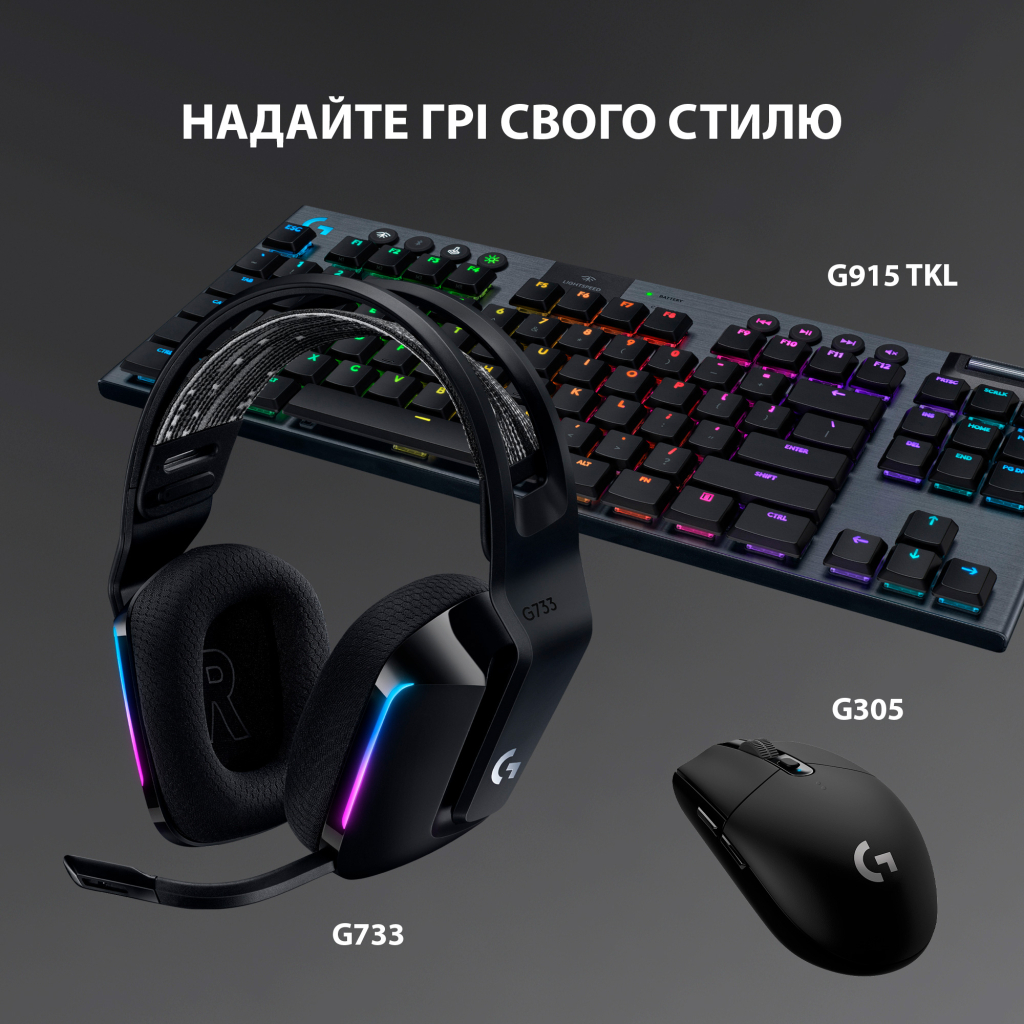 Навушники Logitech G733 Lightspeed Wireless RGB Gaming Headset Black (981-000864) - зображення 8