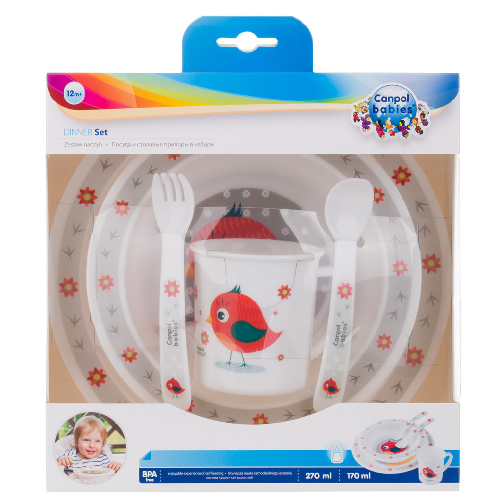 Набір дитячого посуду Canpol babies Cute Animals Пташка Червоний 5 предметів (4/401_red) - зображення 8