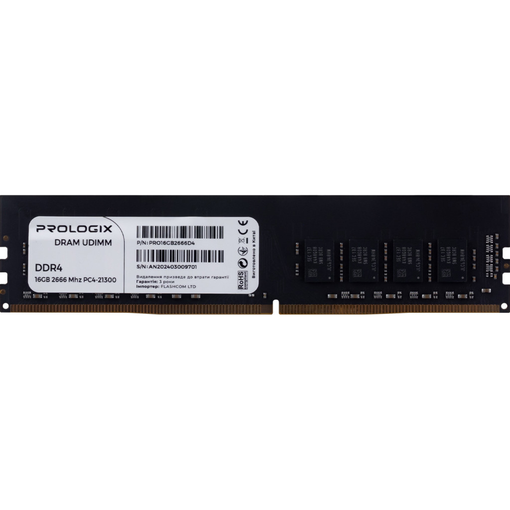 Модуль пам'яті для комп'ютера DDR4 16GB 2666 MHz Prologix (PRO16GB2666D4) - зображення 1