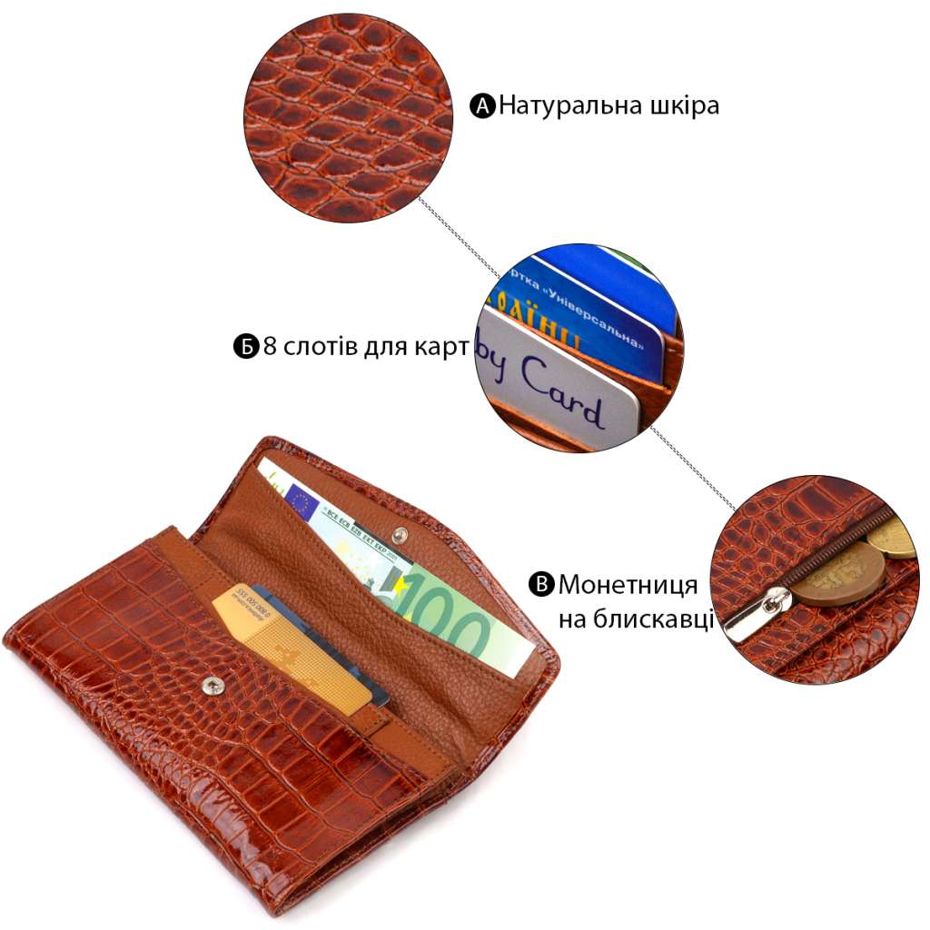 Портмоне Canpellini З натуральної шкіри Коричневе (21704) - зображення 4