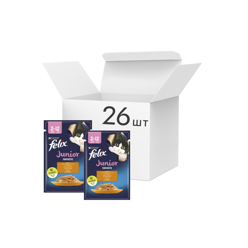 Вологий корм для кішок Purina Felix Fantastic Junior з куркою в желе 85 г (7613039832189) - зображення 3