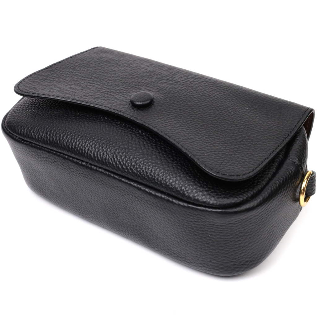Сумка Vintage Вечірня Жіноча з фігурним клапаном із натуральної шкіри Чорна (22429) - зображення 5