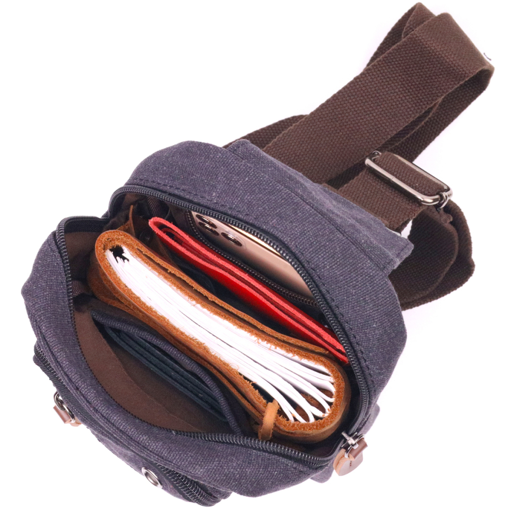 Сумка Vintage Через плече з текстилю Чорна (21229) - зображення 5