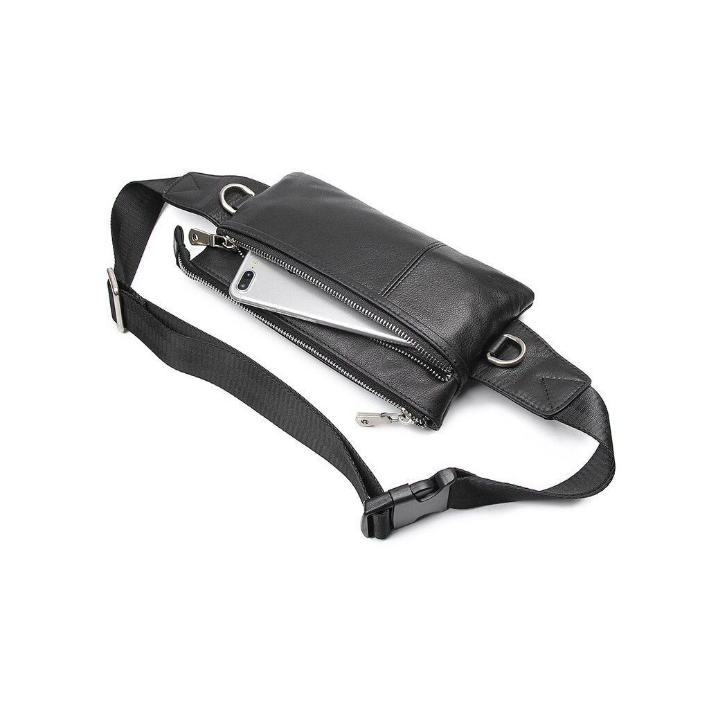 Сумка Vintage Поясна зерниста шкіряна Чорна (14976) - зображення 2