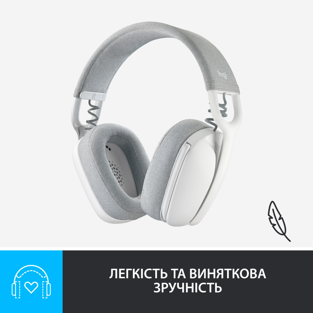 Навушники Logitech Zone Vibe 100 Wireless Off-White (981-001219) - зображення 7
