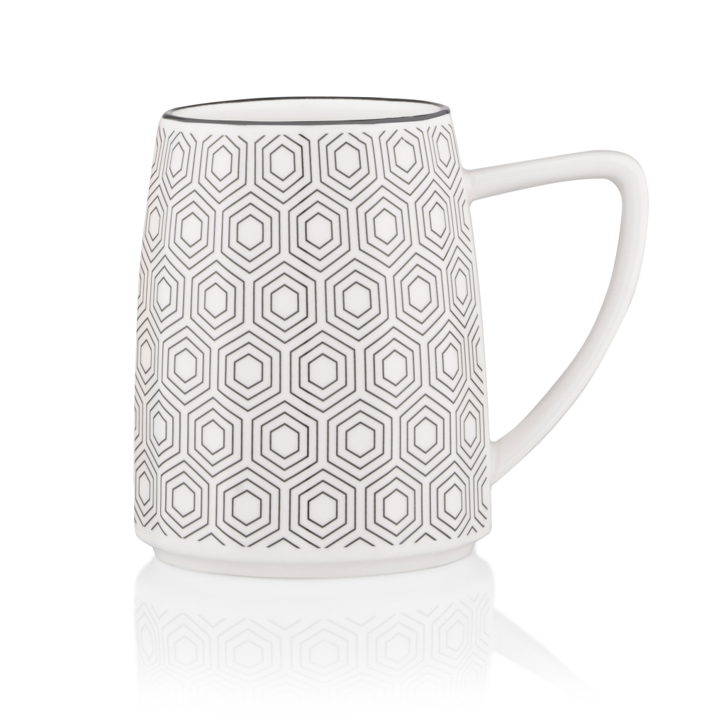 Чашка Ardesto Lamberto, 360мл, порцеляна, біло-сіра (AR3051) - зображення 2