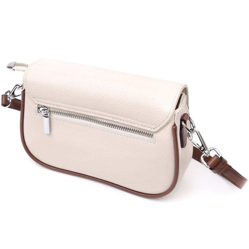 Сумка Vintage Напівкругла жіноча з магнітом-застібкою з натуральної шкіри Біла (22439) - зображення 2