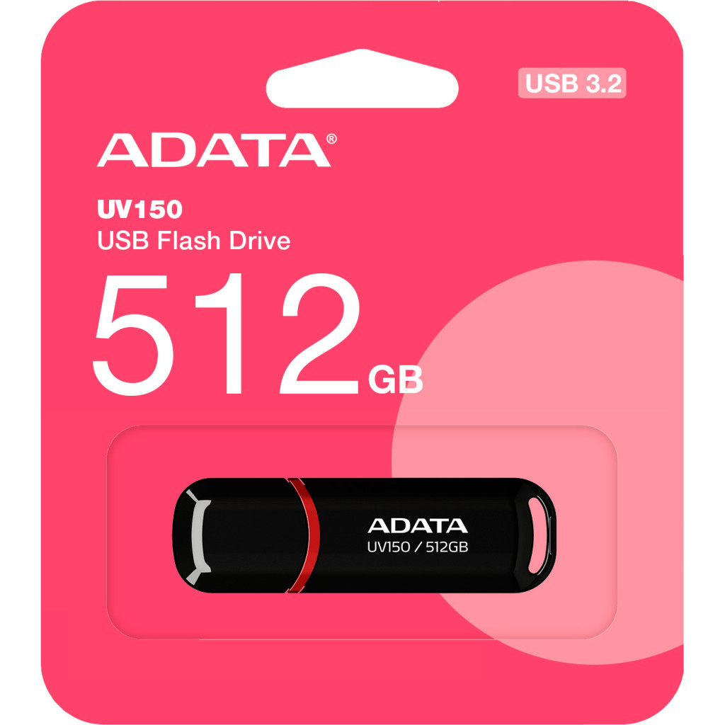 USB флеш накопичувач ADATA 512GB UV150 Black USB 3.2 (AUV150-512G-RBK) - зображення 2