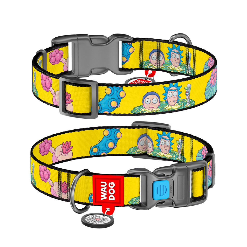 Нашийник для тварин WAUDOG Nylon з QR паспортом "Рік і Морті 1" пластиковий фастекс L (4503-0280) - изображение 1
