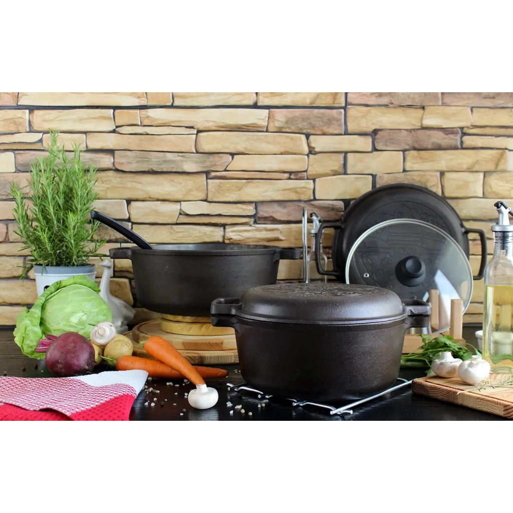 Каструля Brizoll чавунна з кришкою-сковородою 6 л (P-6L-2) - зображення 11