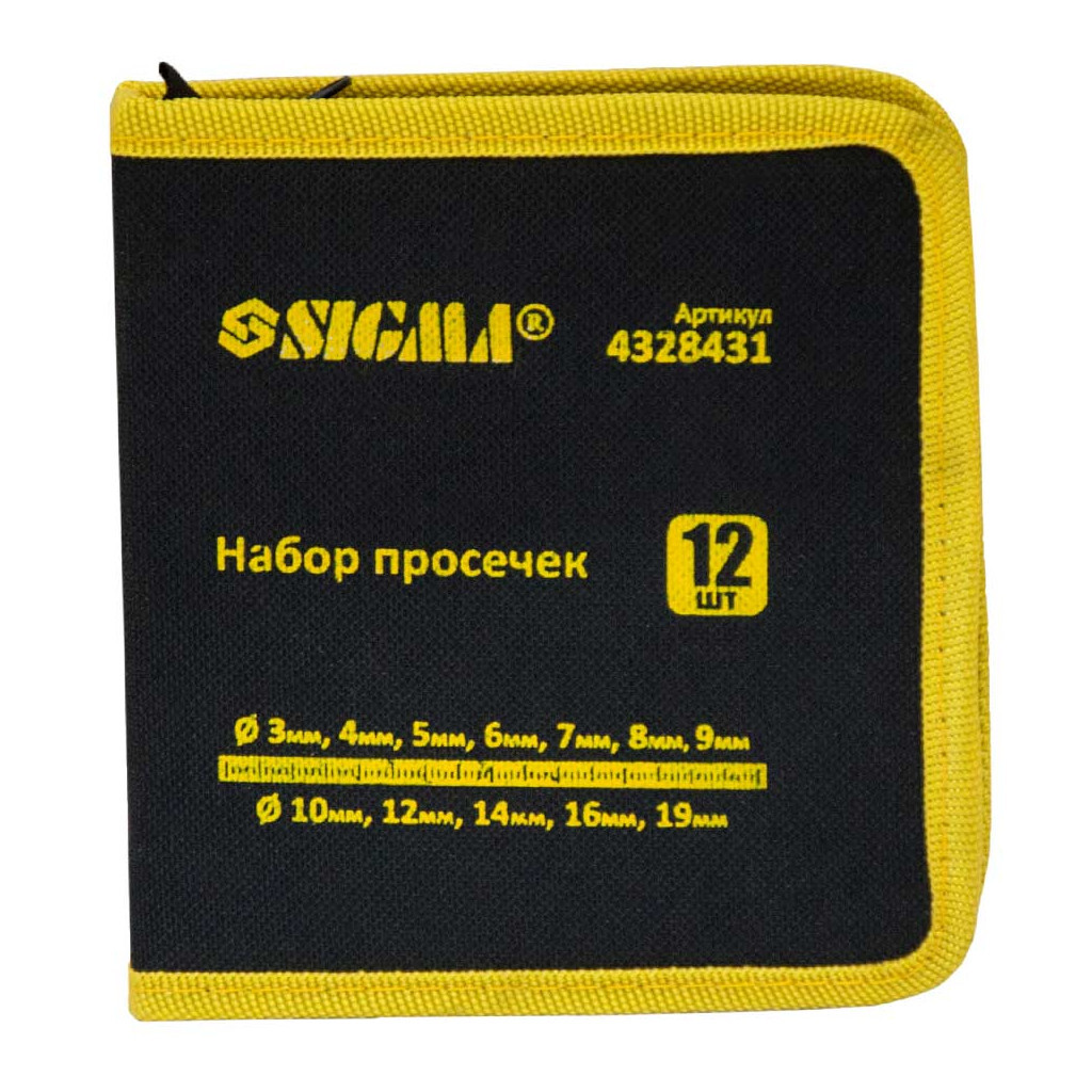 Пробійник Sigma 12шт 3-10, 12, 14, 16, 19мм (чохол) (4328431) - изображение 4