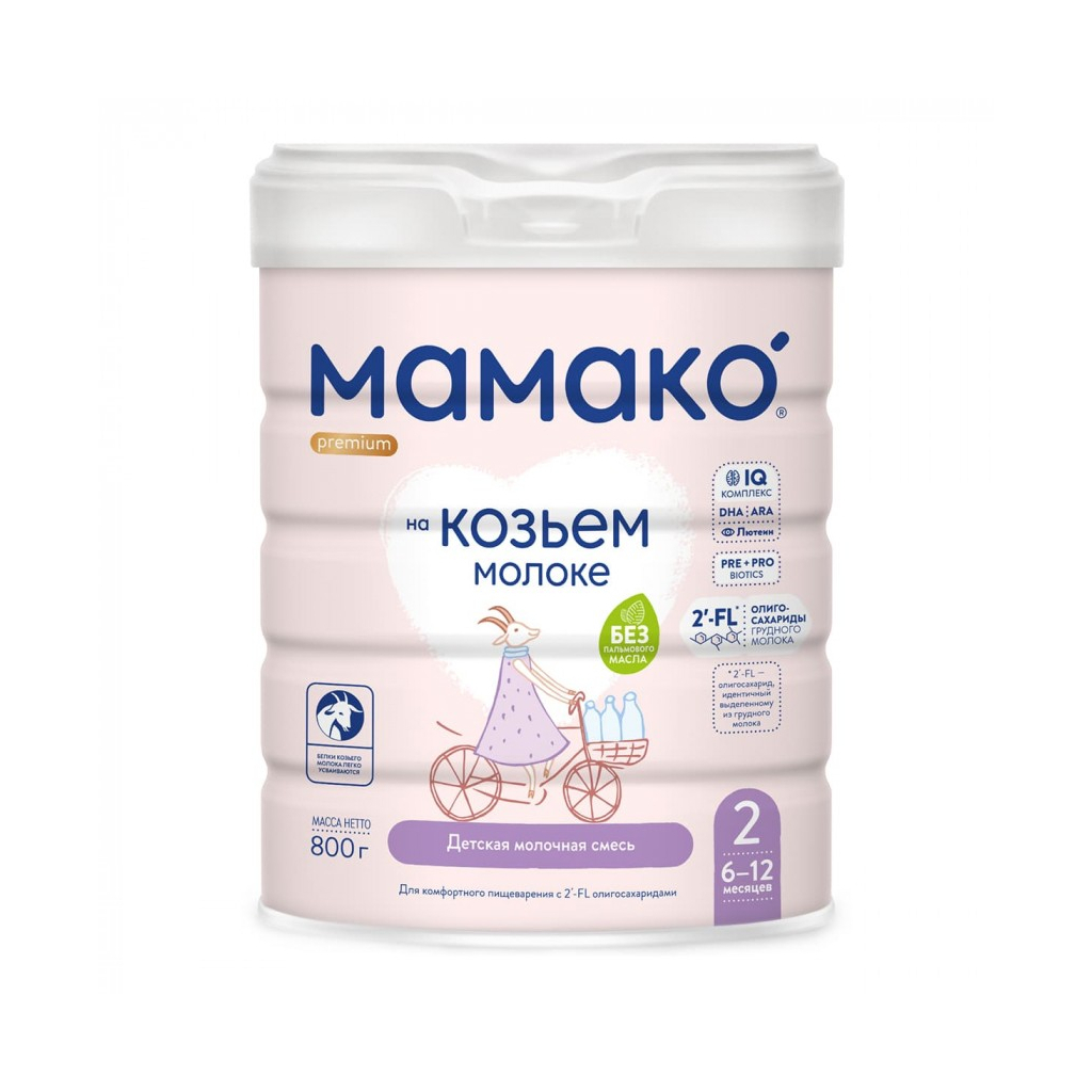 Дитяча суміш MAMAKO 2 Premium на козячому молоці 6-12 міс. 800 г (8437022039091) - изображение 1