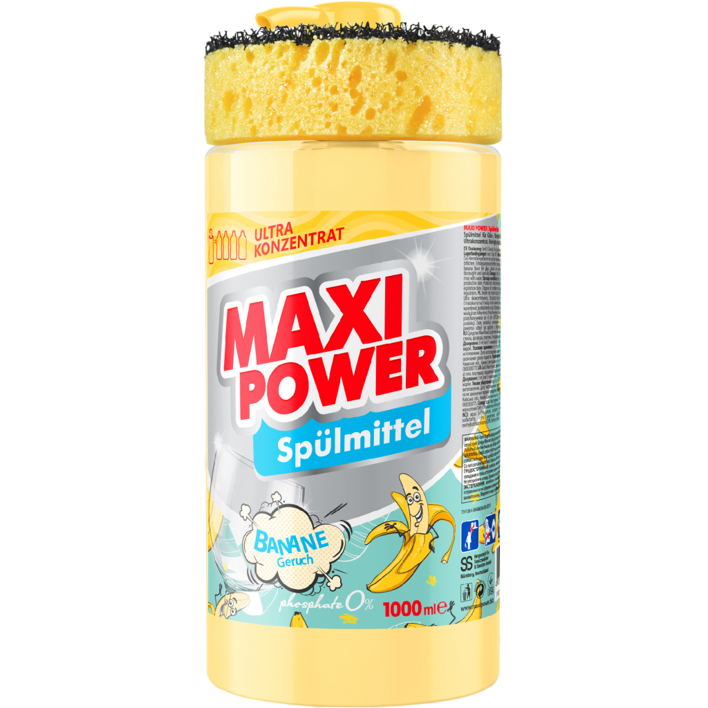 Засіб для ручного миття посуду Maxi Power Банан 1000 мл (4823098408499) - зображення 1