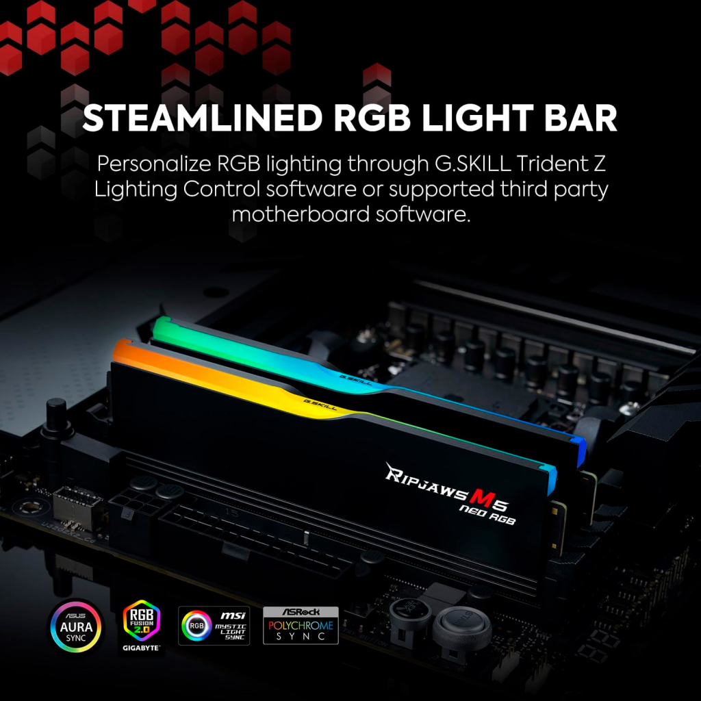 Модуль пам'яті для комп'ютера DDR5 48GB (2x24GB) 6000 MHz Ripjaws M5 Neo RGB Matte White G.Skill (F5-6000J3036F24GX2-RM5NRW) - зображення 8