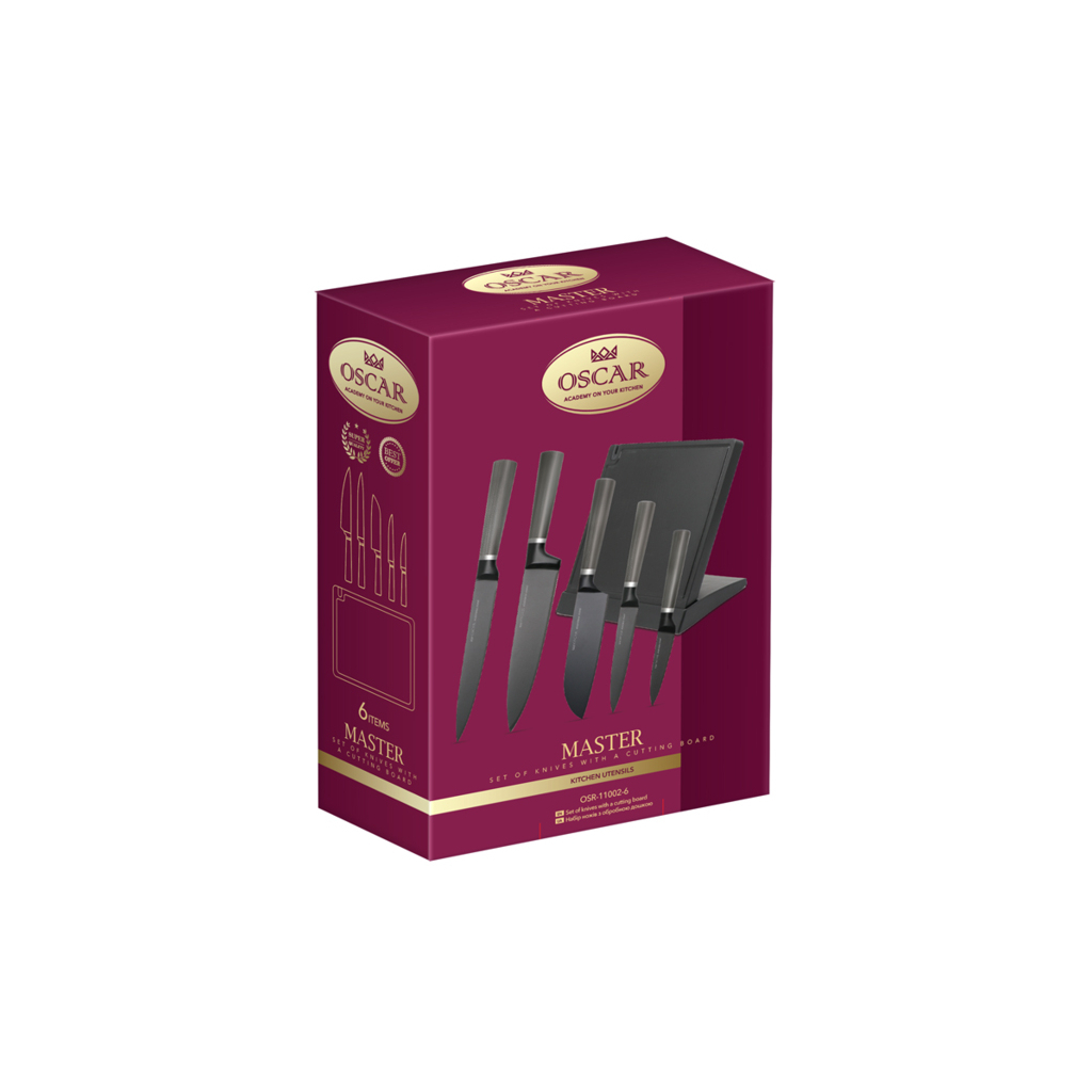 Набір ножів Oscar 5 ножів + обробна дошка (OSR-11002-6) - зображення 9