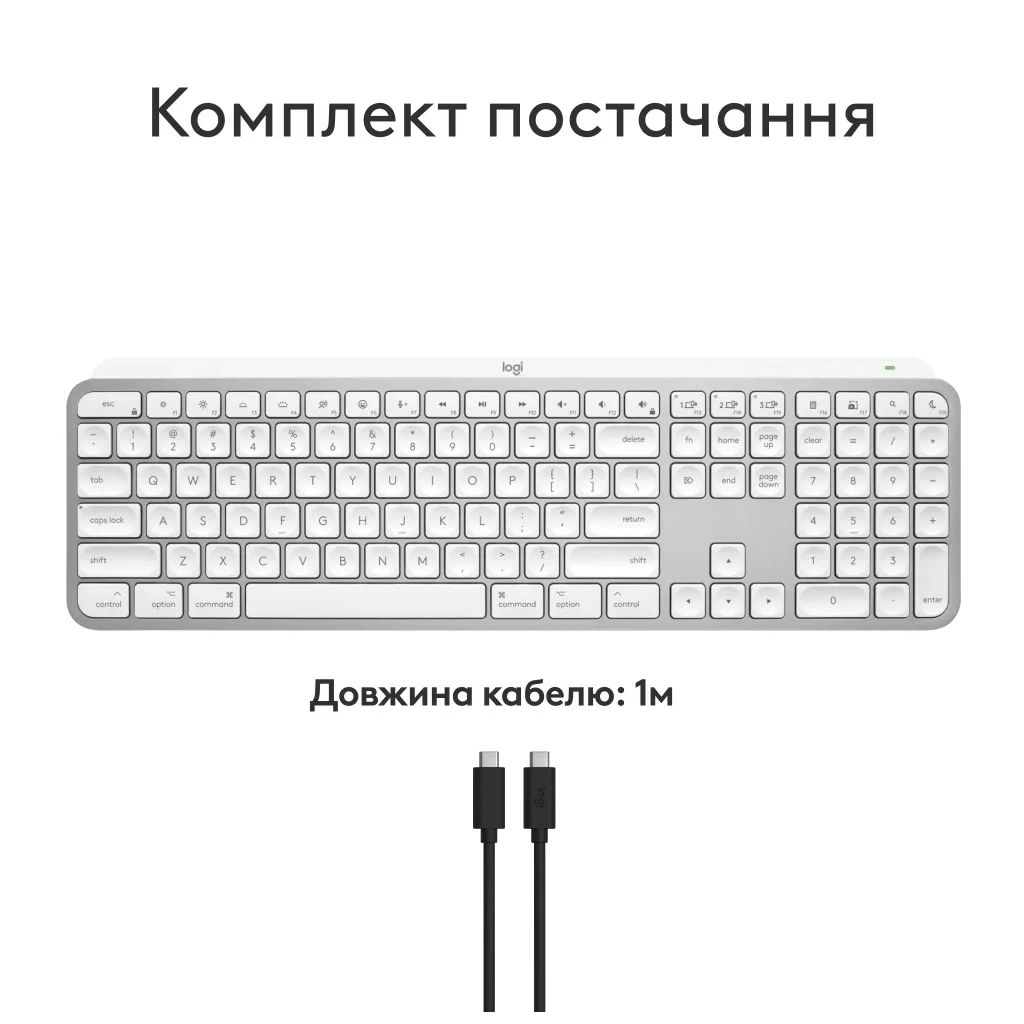 Клавіатура Logitech MX Keys S для MAC Bluetooth/Wireless UA Pale Grey (920-011638) - зображення 11