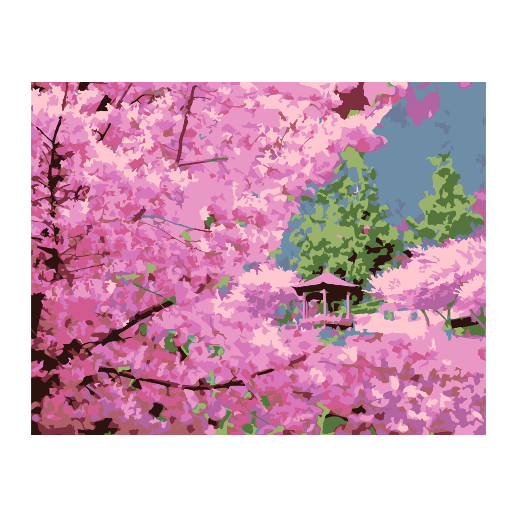 Картина по номерам Rosa Сад квітучої сакури 35 х 45 см (4823098529781) - зображення 1