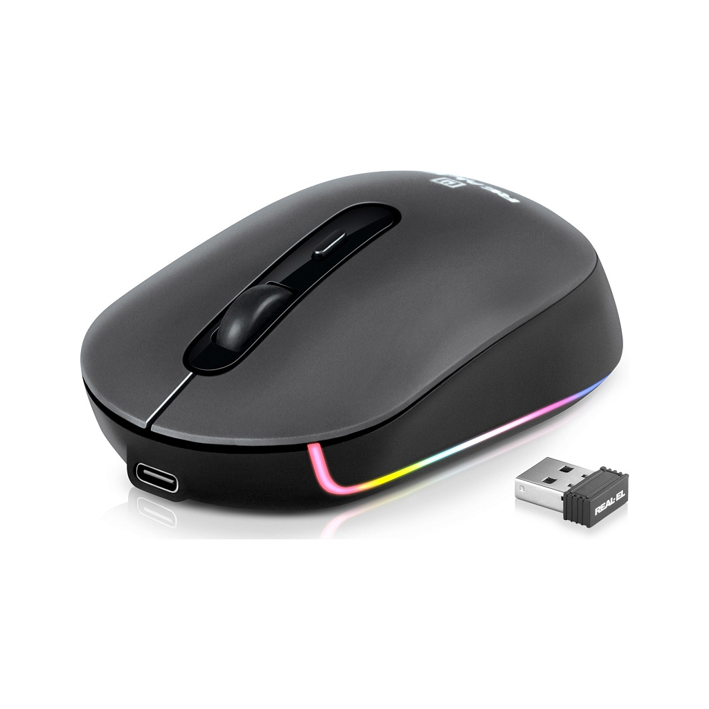 Мишка REAL-EL RM-470W Wireless/Bluetooth Dark Gray (EL123200049) - зображення 1