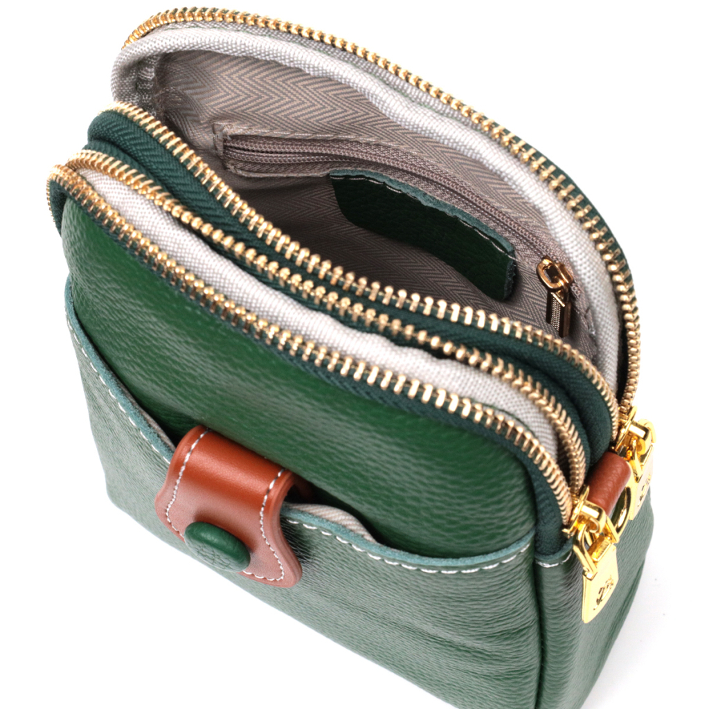 Сумка Vintage Трапеція з натуральної шкіри Зелена (22268) - зображення 7