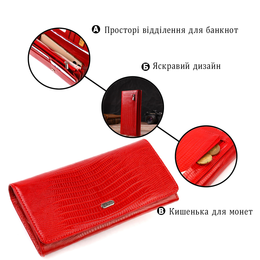 Гаманець Canpellini З натуральної шкіри Червоний (21709) - зображення 4