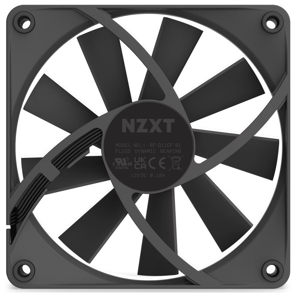 Кулер до корпусу NZXT F120Q - 120mm Quiet Airflow Fans - Singl (RF-Q12SF-B1) - зображення 2