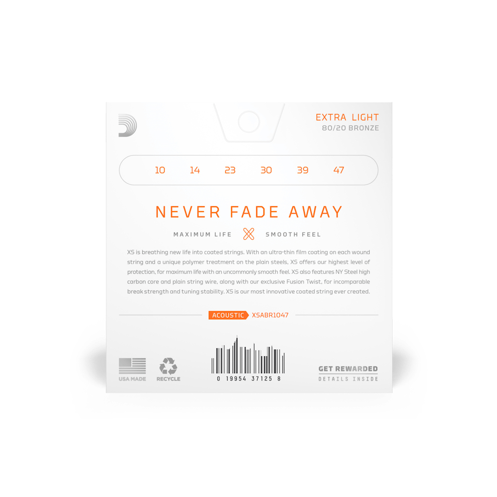 Струни для гітари D'Addario XS 80/20 Bronze Extra Light (10-47) (XSABR1047) - зображення 3